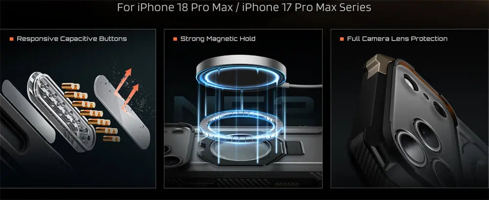 Rugged Magnetic Phone Case with Adjustable Kickstand for iPhone 17 Pro Max and iPhone 18 Pro Max