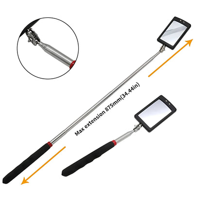 Engine Chassis Inspection Auto Repair Detector Mirror Multi-directional Folding Telescopic LED Light Reflector Tool Universal