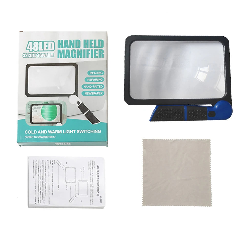 5X LED Handheld Magnifying Glass with 48 Lights Foldable Reading Magnifier