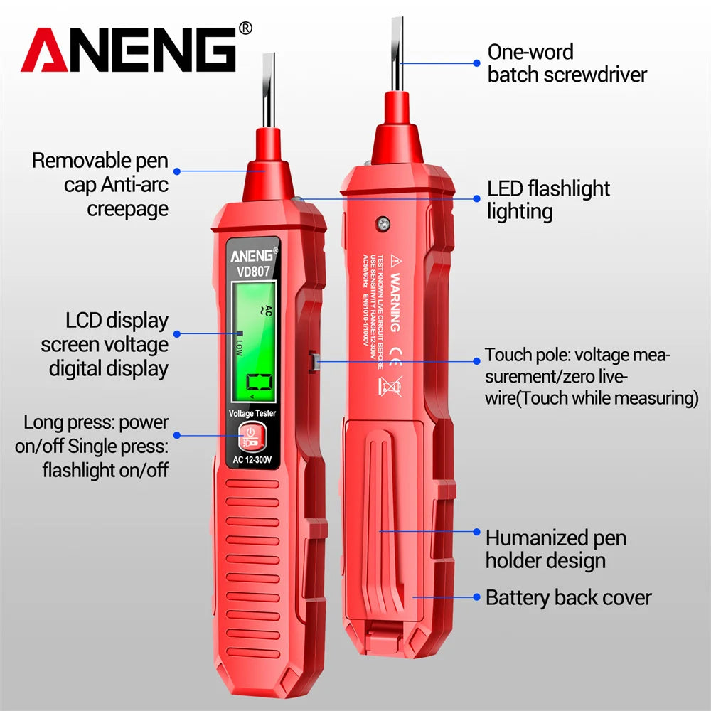 One-word Induction Portable 50/60Hz Smart Electric Pen Tester NCV Sensor AC 12-300V Non-contact Wire Detector Tools