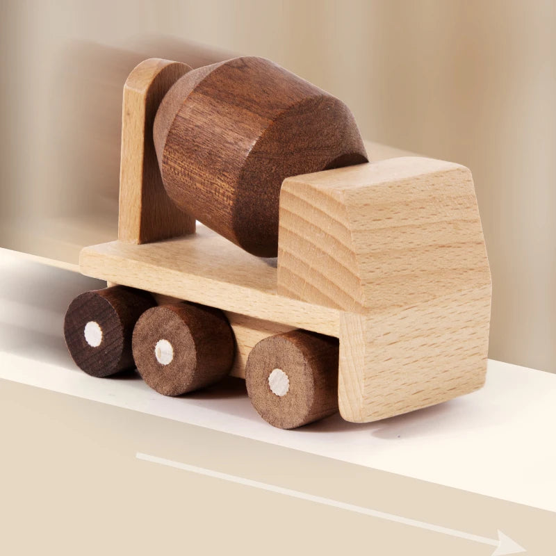Wooden Cartoon Vehicle Toy Set