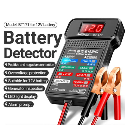 Multifunctional Battery Testers 12V Auto Repair Industry Detection with LED Reverse Display Screen Electrician Tool