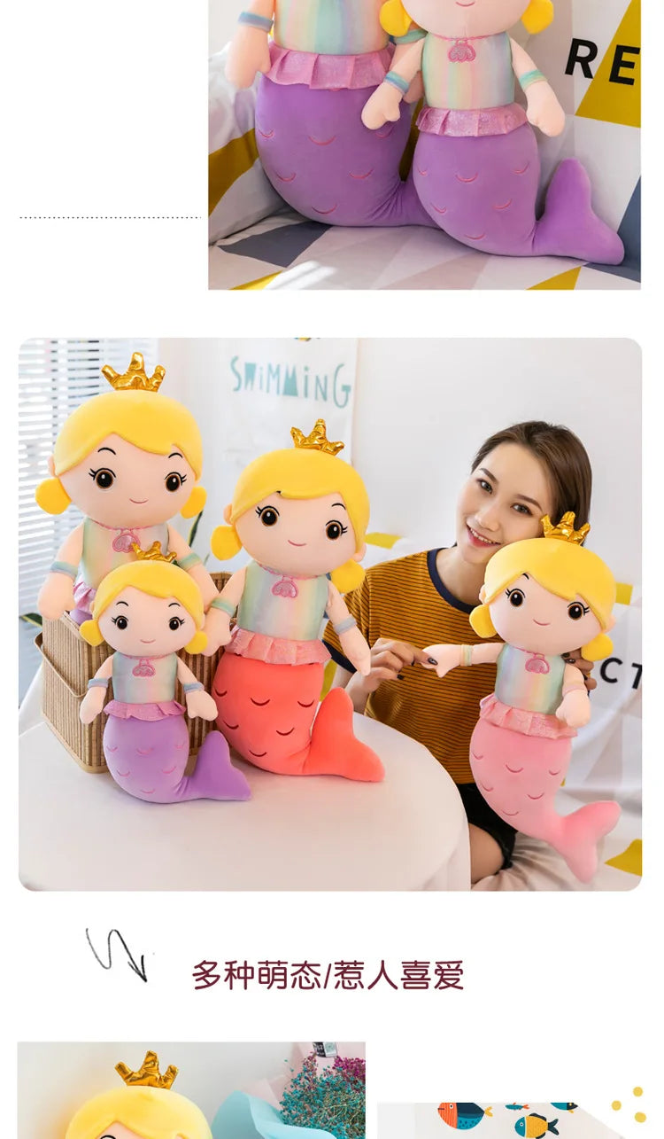 Kawaii Mermaid Plush Pillow Toy Cute Stuffed Doll for Kids Girls Bedroom Decor Perfect Christmas Birthday Gift Soft Cuddly Toy
