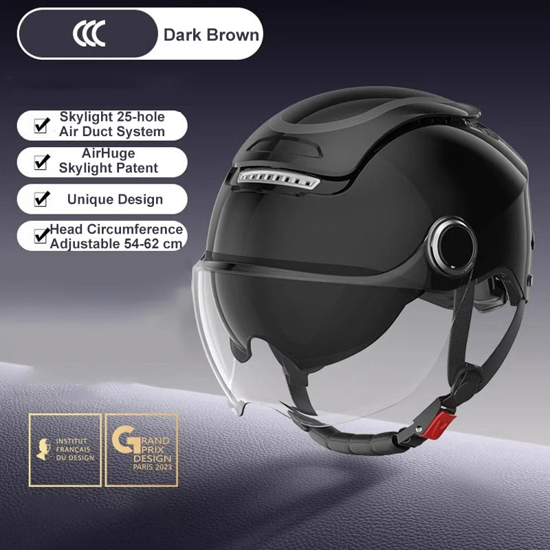 Open Face Electric Bike Helmet With Dual Visor