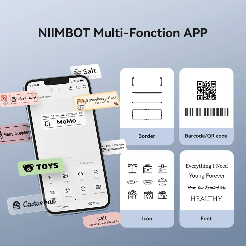 D11 Mini Thermal Label Printer 300DPI, Bluetooth Wireless Inkless Sticker Maker, Portable Label Printer for Android & iOS