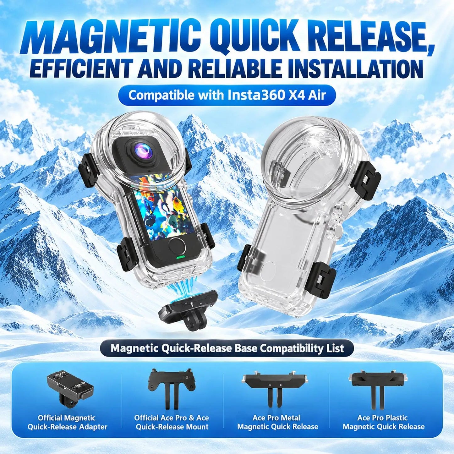 60 Metre Invisible Waterproof Diving Case for Insta360 X4 Air