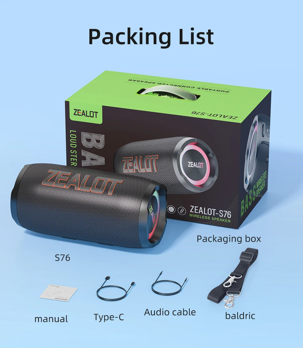 50W Portable Super Subwoofer Portable Speaker Home Outdoor Waterproof Column Bluetooth Speaker Sound Box