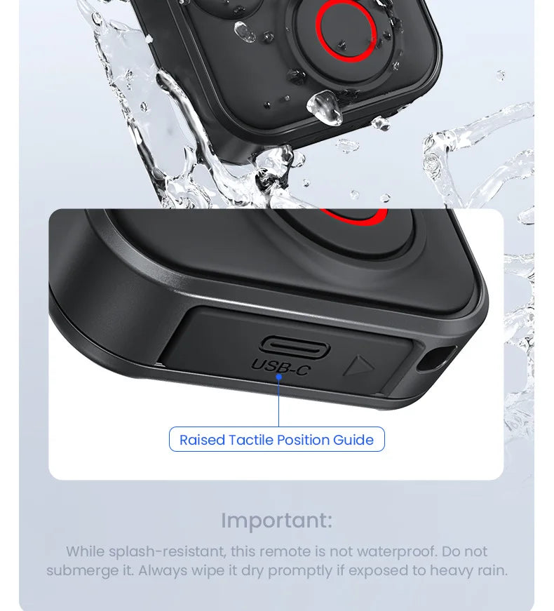 Wireless Bluetooth Remote Control with Wrist Strap for Action Cameras and Smartphones