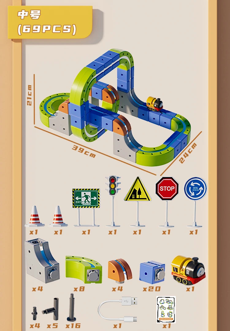 Versatile megnetic Attraction megnetic Block Track Electric Small Train megnetic Car Car Railtrack Set Toy  Gifts