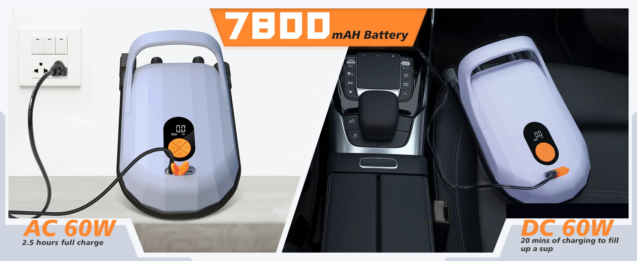 Electric 5200mAh 20PSI Inflatable SUP Pump 12V High Speed Dual Stage For Outdoor Paddle Board Airbed SUP Paddleboard Kayak Boat