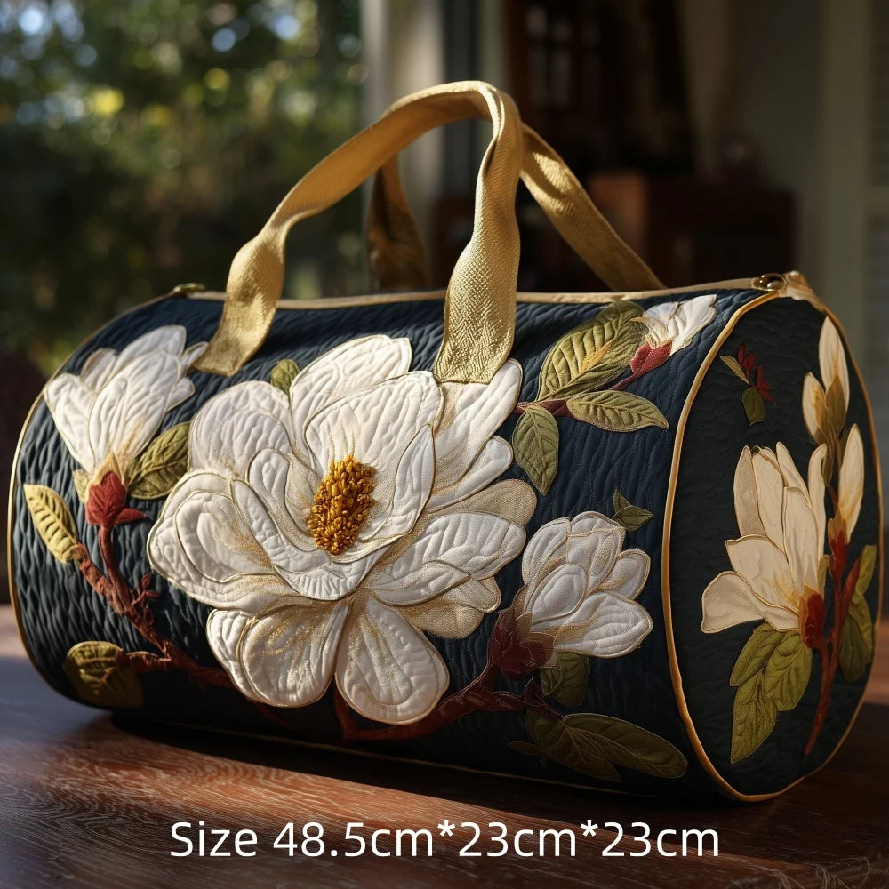 3D Printed Quilted Travel Duffle Bag Floral Pattern Tote Colorful Flowers Carry-On Lightweight Weekender Overnight Bag for Women