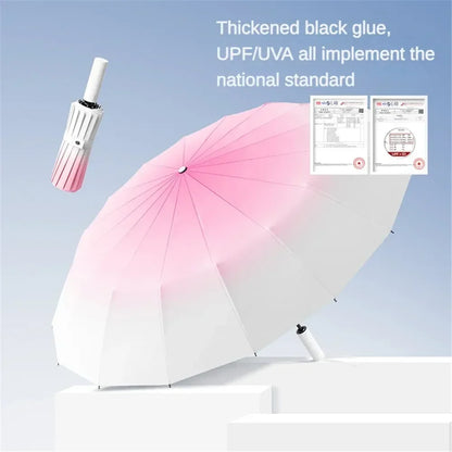 32 Bone Automatic Umbrella Gradient Color 3 Fold Windproof Waterproof Sunshade Sun UV Protection Umbrellas