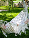 Premium Cotton Canvas Hammock with Woven Tassels for Home, Bedroom, Patio, Porch, Yard, Beach 2 Person Bohemia Style