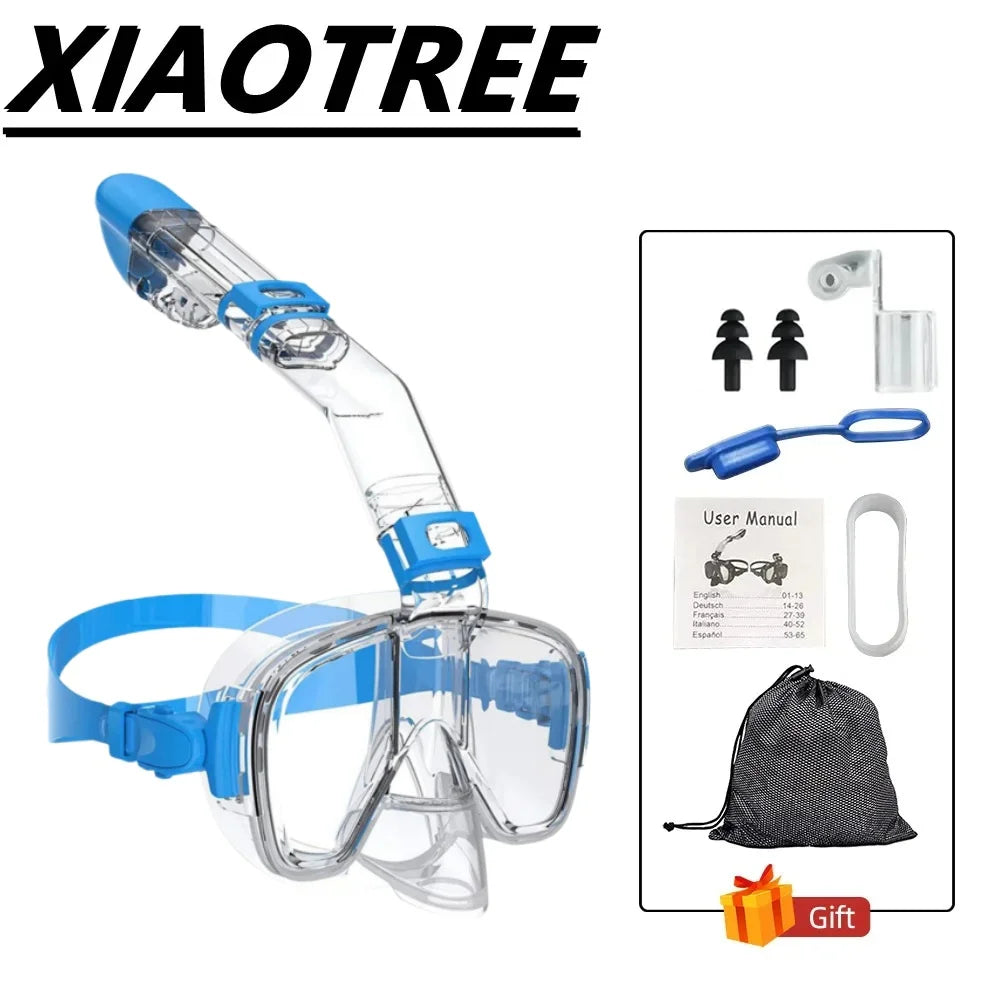 Underwater Snorkeling Half face Face  Swimming Mask Set Scuba Diving Respirator Masks Anti Fog Safe Breathing for Adult