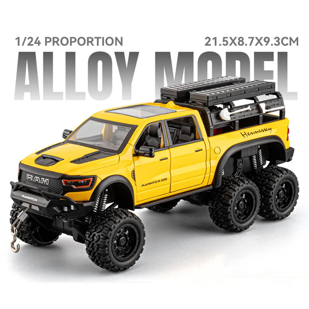 1:24 Mammoth F-150 Raptor Diecast Alloy Model Toy Car Doors Opened Sound Light Pull Back Miniature Vehice Adult Boy Fashion Gift