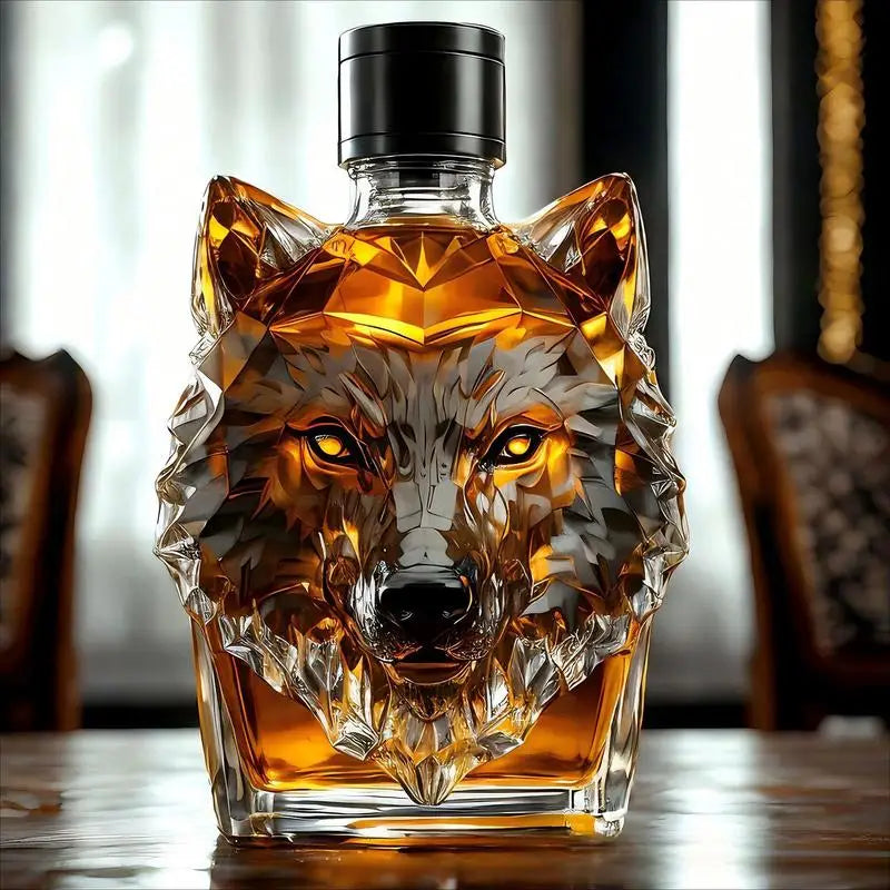 Whiskey Bottles Wolf Crested Wine Cup Engraved Vintage Wolf Themed Whiskey Glass Bottle For Bar Home Party Kitchen Workplace