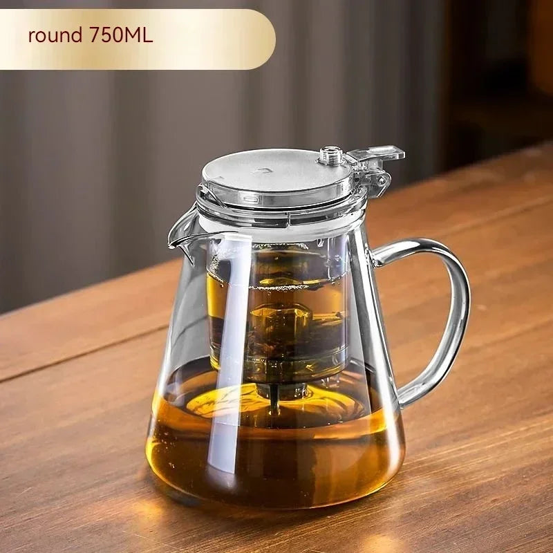 High Borosilicate Glass Tea Pot with One Touch Tea Separation Filter 1000ml