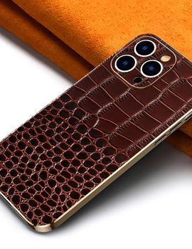 Genuine Leather Phone Case for iPhone 16 15 Pro Max 14ProMax Luxury Soft Edges Shockproof Camera Protection Cover