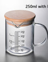 250/350/500/1000ml Glass Measuring Cup With Lid Heat-resistant With Scales Laboratory Beaker Handle Kitchen Measuring Mug