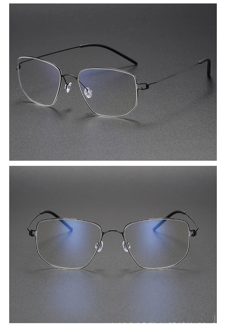 Irregular Polygon Titanium Screwless Eyeglasses Frame
