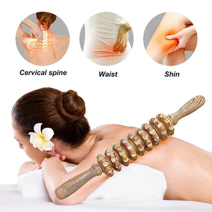 Curved Wood Roller for Stomach Cellulite,Wooden Therapy Massage Tool for Body Shaping,Wood Massager Stick for Lymphatic Drainage