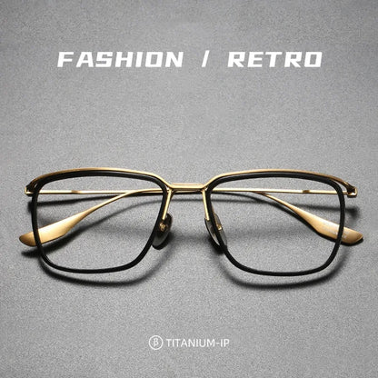 Ultra-light Business Simple Luxury Eyewear Square Retro Pure Titanium Big Optical Prescription Glasses Frame Men DT106