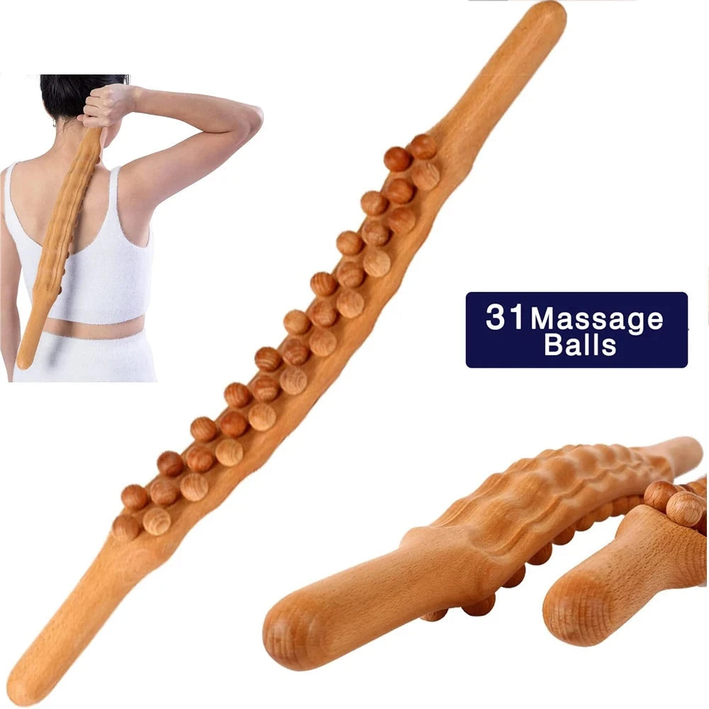 Wood Therapy Massage Roller Stick Tools,for Lymphatic Drainage,Body Sculpting,Ease Neck Back Waist Pain Handheld Massage Stick