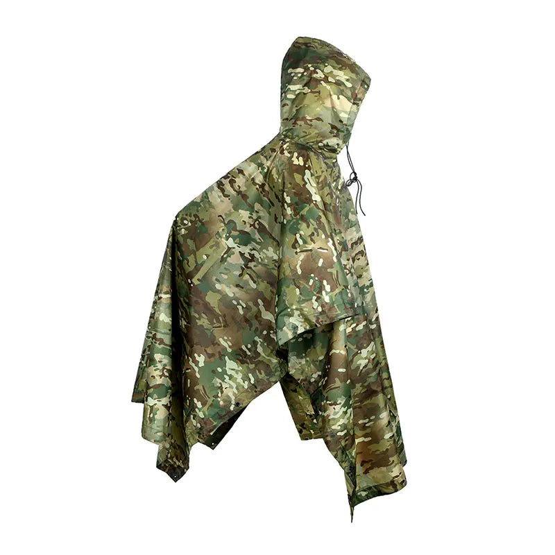 Camouflage Waterproof Folding Rain Poncho for Hiking and Camping