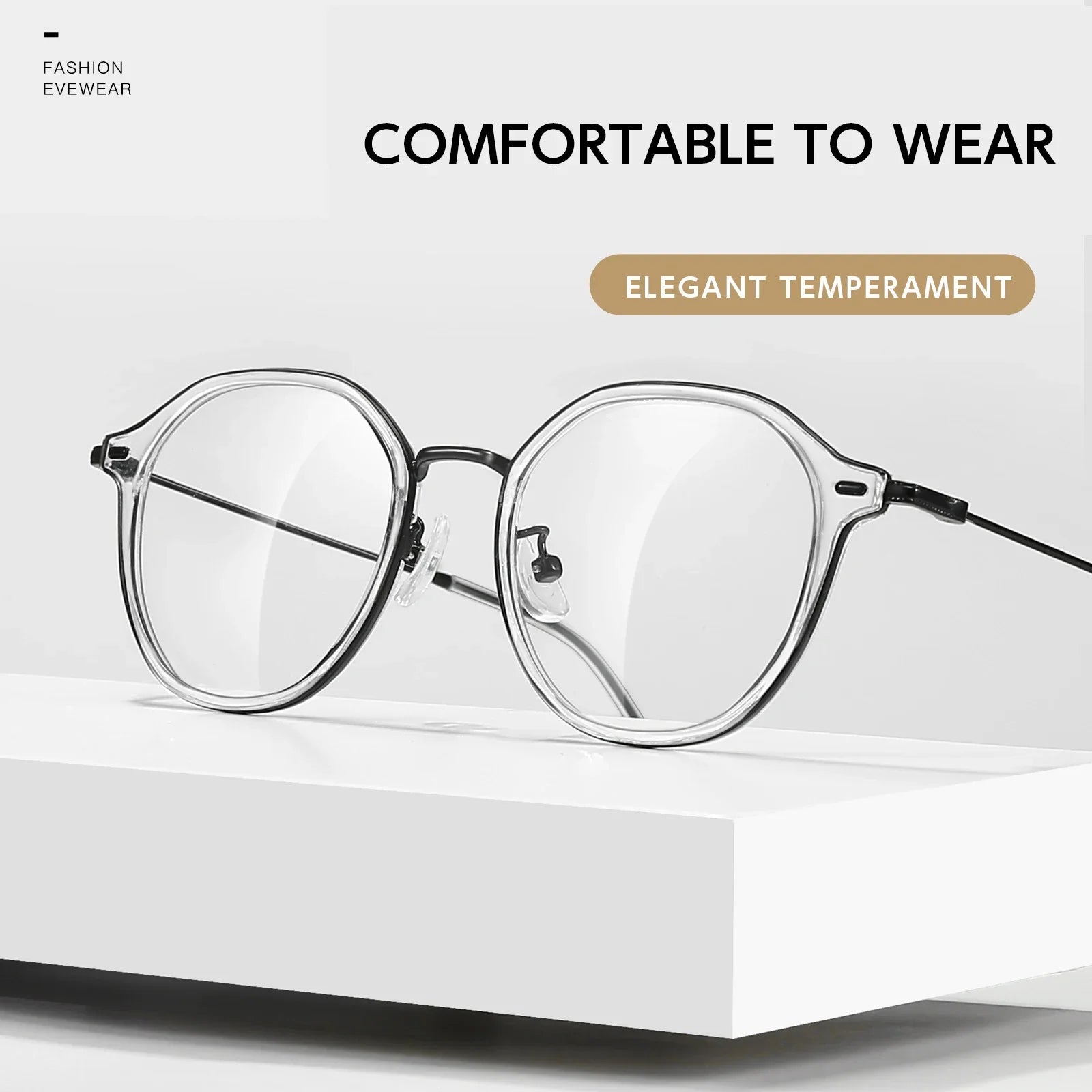 Ultra-light Fashion Flexible TR90 Eyewear Men Retro Round Decorative Optical Prescription Eyeglasses Frame