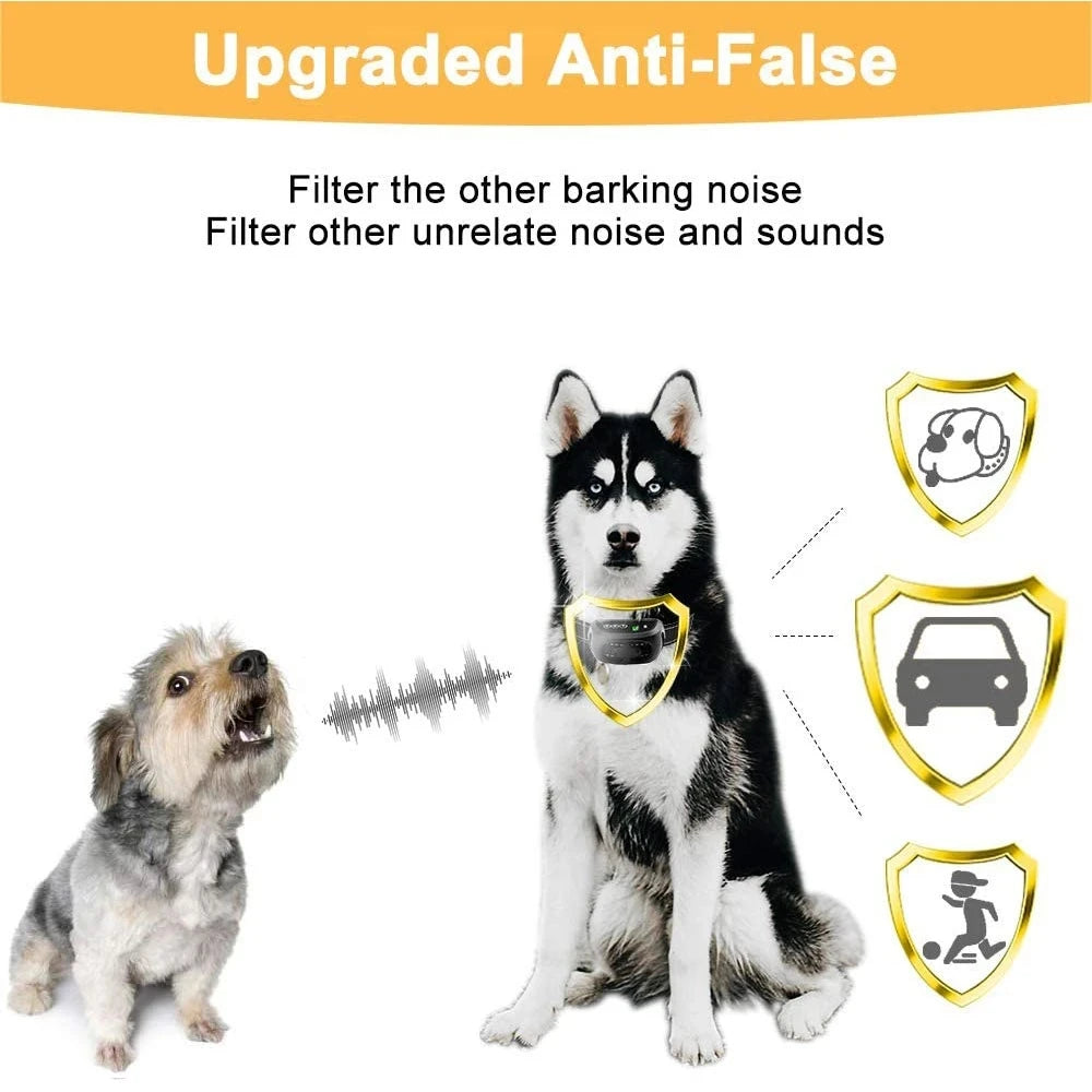 Anti Bark Dog Collar Rechargeable Anti Barking Device Harmless Waterproof Dog Training Shock Collar Dog Accessories