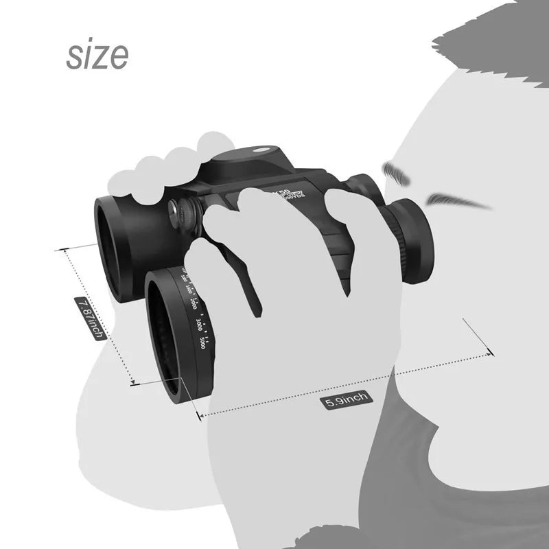 Binoculars 10x50 Professional Powerful Telescope Marine Waterproof With Compass Rangefinder Hunting Hiking Camping Navigation