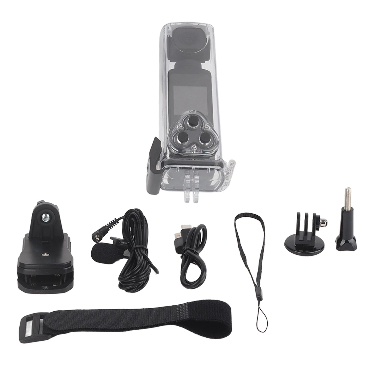 Pocket 4K Rotatable Action Camera 270 Degree Lens WiFi Anti Shake Waterproof Sports Camera with Microphone Clip for Cycling Diving Vlog Recording