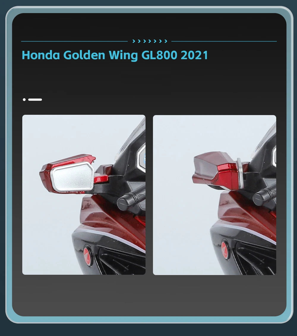 Diecast Honda Gold Wing GL1800 2021 Touring Motorcycle Model 1 to 11 Scale