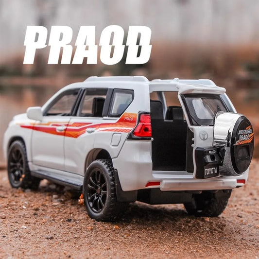 1:32 Scale Land Cruiser Prado Toy Police Car Model Metal Diecast Simulation Vehicles Pull Back Toys Collection Birthday Gifts