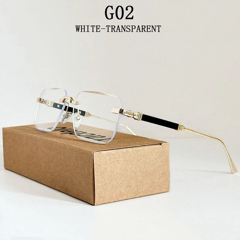 Rimless Square Sunglasses With UV400 Protection