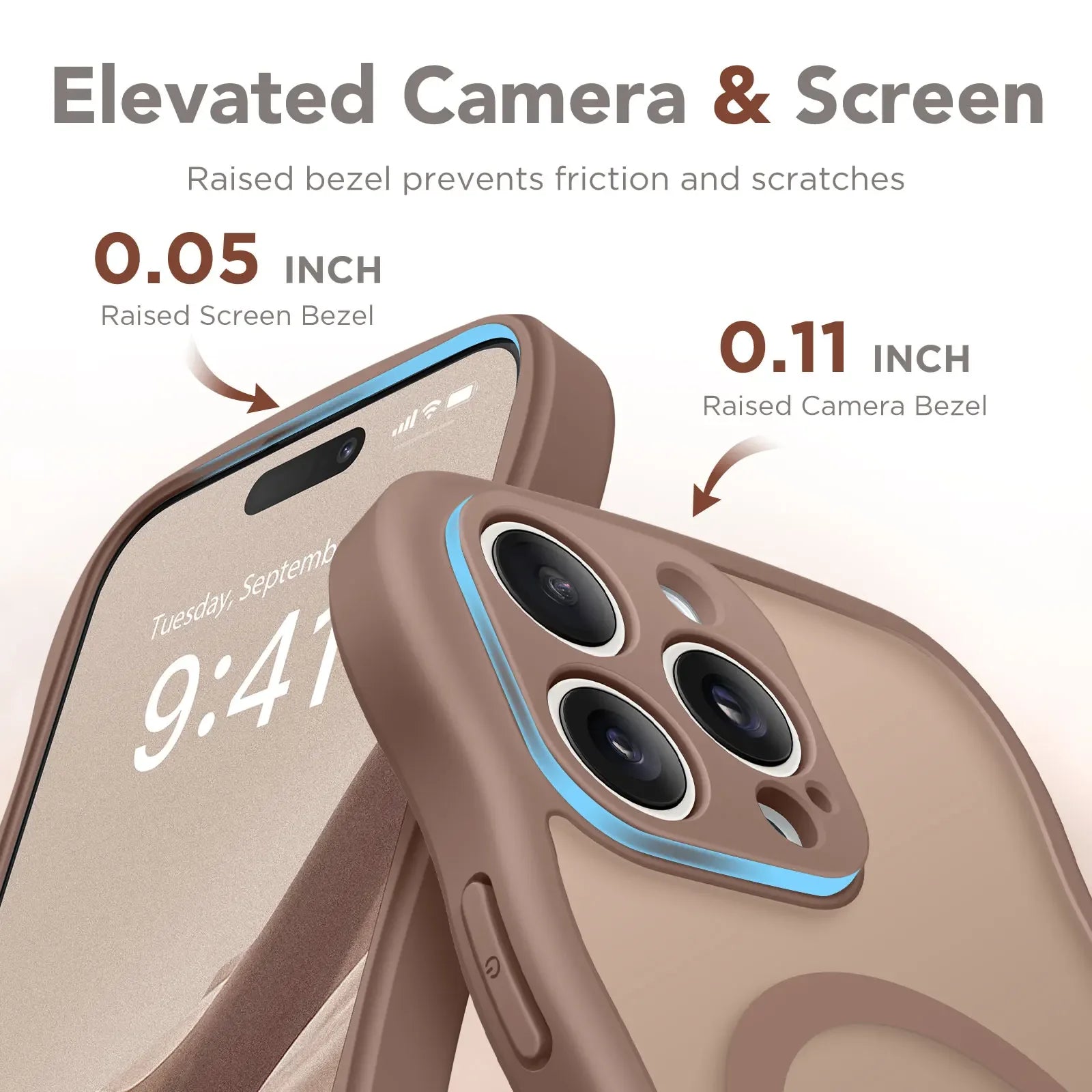 For iPhone 15 Pro Max Case Curly Wave Frame Shape Design Camera Protection Drop Shockproof Compatible with MagSafe Phone Case