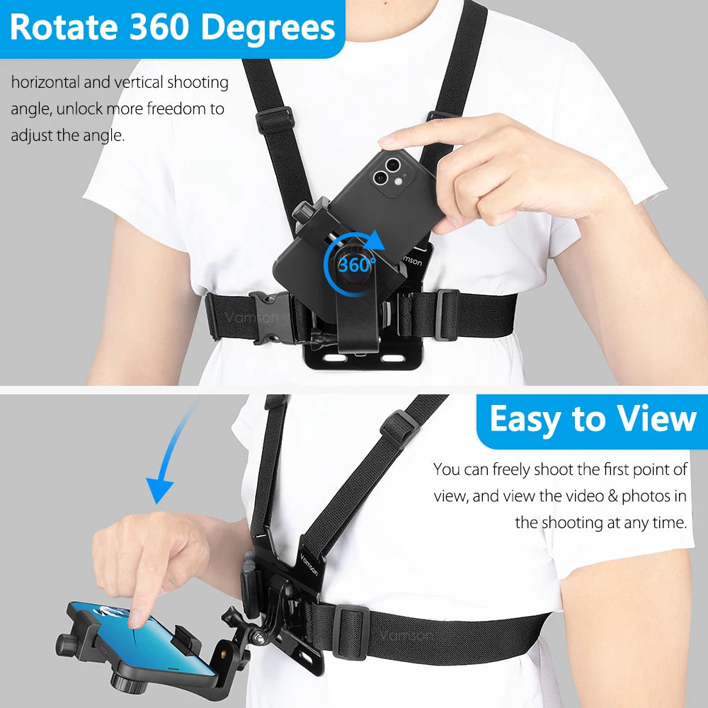 Smartphone Chest Strap Stand 360° Rotatable Cell Phone Holder Mount Adapter for iphone for Samsung Moblie Phones Stander