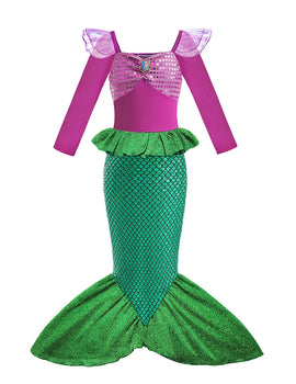 Fancy Princess Dress Ariel Little Mermaid Clothing Girls Party Vestidos Carnival  Cosplay Costume