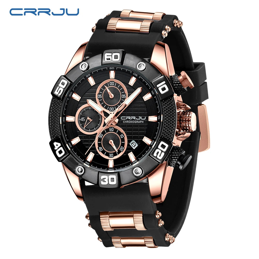 Men Watch Quartz Chronograph Full Steel Waterproof Wristwatch with Date