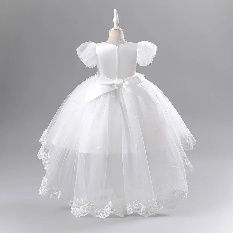 Princess Dress for Girls Elegant Long Tulle Gown  Flower Girl Wedding Dress, Birthday Party Gown, Pageant Costume