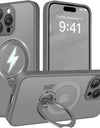 Magnetic Stand Case for iPhone 15 Pro Max Case 360° Adjustable Kickstand Metal Ring Matte Cover Shockproof Magsafe Phone Case