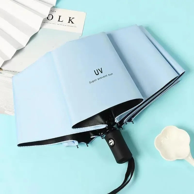 1 fully automatic travel camping outdoor sunscreen umbrella for women's umbrellas, sun umbrella for both sunny and rainy use, bl