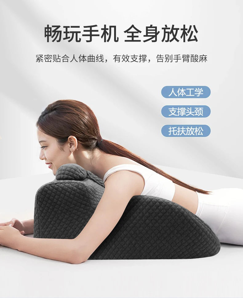 Ergonomic Wedge Prone Pillow,Multi-Functional Bed Pillow,Reading Pillow,Ideal for Bed Breaks,Massage,Reading,Back Support
