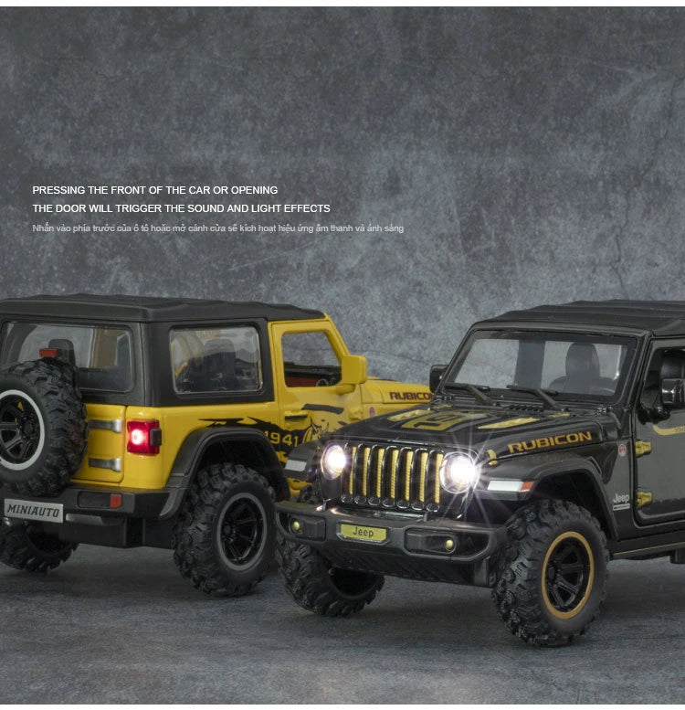 1:32 Jeep Wrangler Rubicon Alloy Off Road Diecast Model Hight Simulation Sound Light  Toy Collect Hobby Model Ornaments Gift