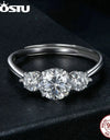 925 Sterling Silver Three Stone 1.6 CT Moissanite Wedding Opening Rings For Women Diamond Cut Flower Rings