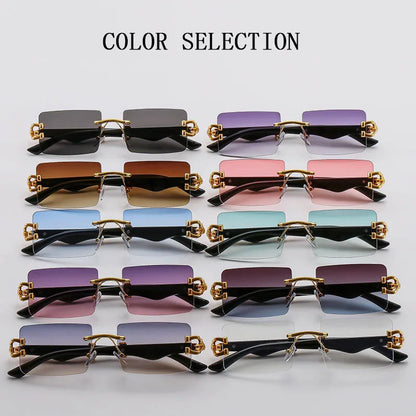 Rimless Sunglasses Women Trendy Square Sunglasses