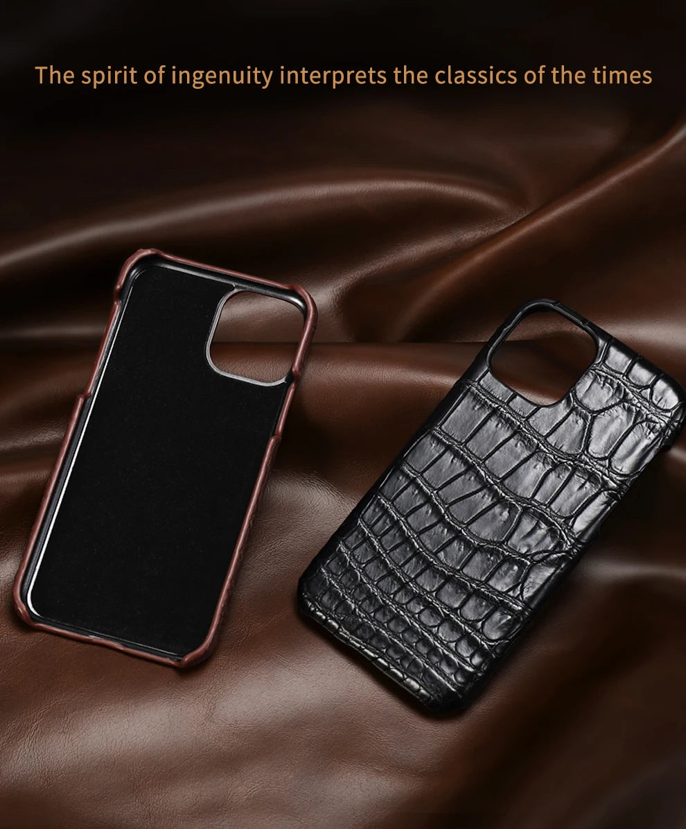 Crocodile Real Leather Cases for iPhone 16 15 Pro Max 14 pro max Genuine Leather Fundas Back Bover