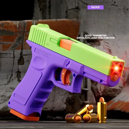 Laser Version G17 Pistol Automatic Radish Gun Dual-mode Shell Ejection Blaster Soft Bullet Toy Gun CS Shooting Weapons for Kids