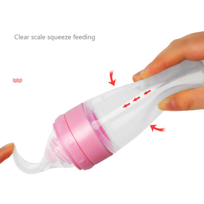 Baby Silicone Feeding Spoon Newborn Rice Cereal Bottle Feeder Scientific Feeding Safe Feeding Infant Iteims Baby Tableware 90ML