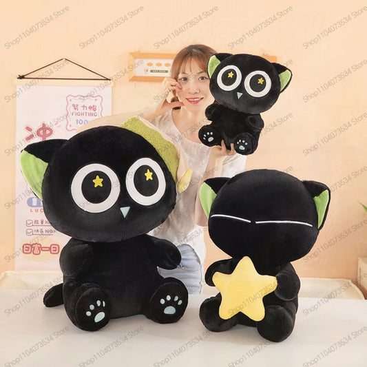 Kawaii Black Cat Plush Stuffed Doll Cloud Pillow Toy
